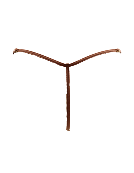 Open taupe kanten string met gouden kettingen