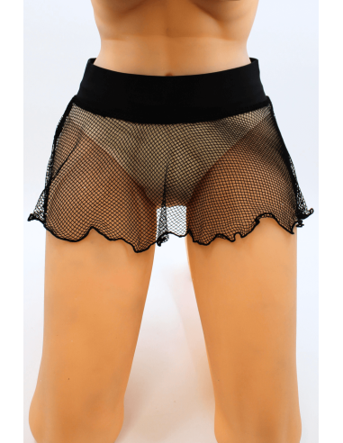 Mini jupe noire en résille large transparente Sofia - LSN4