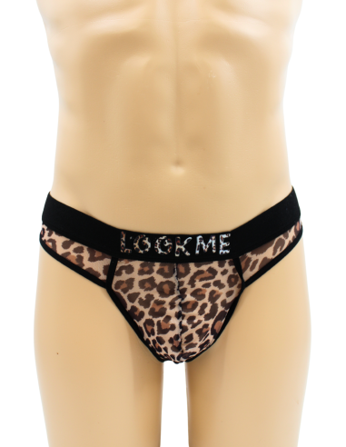 Leopard print fishnet thong - LM2501-57LEO