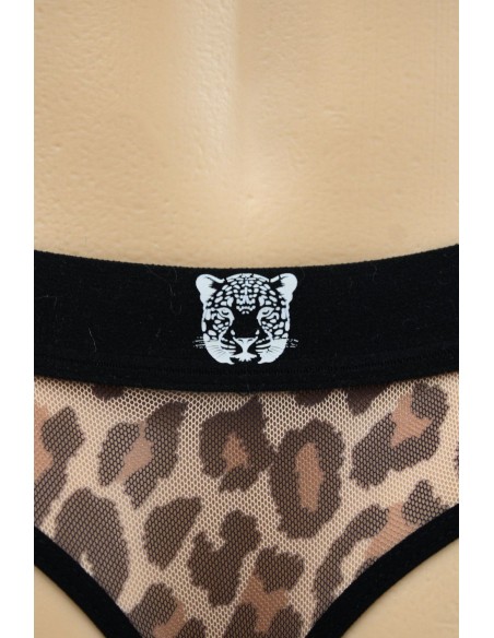 Tanga de rejilla con estampado de leopardo - LM2501-57LEO