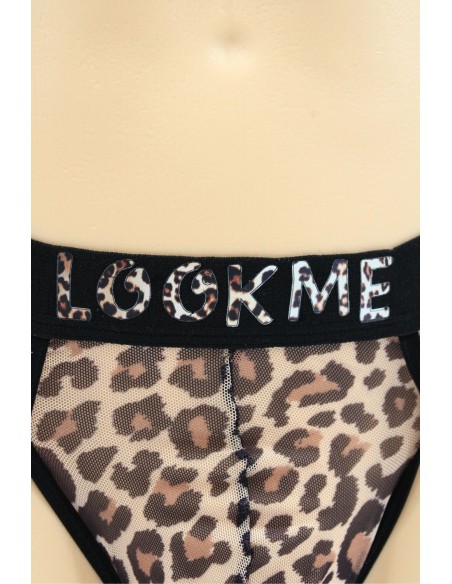 Tanga de rejilla con estampado de leopardo - LM2501-57LEO