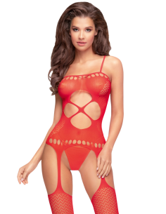 Bodystocking Roodgloeiend vallende avond - PH0032RED