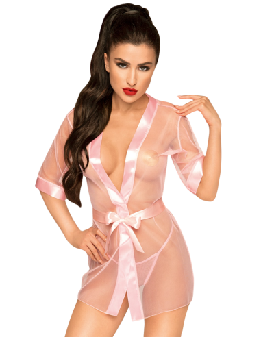 Midnight mirage Rose satin bathrobe and belt - PH0071PNK