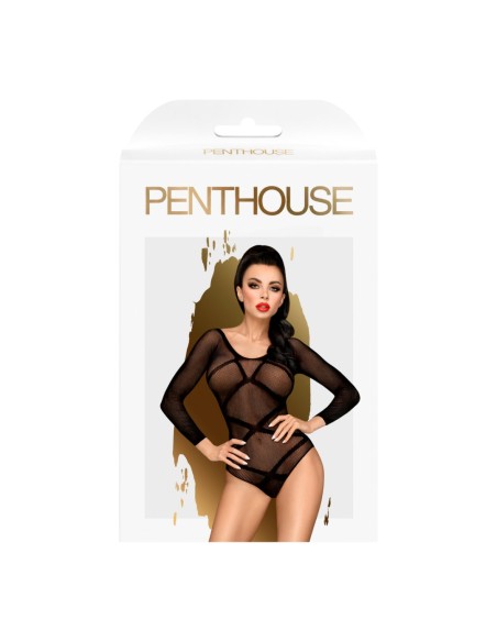 High on love zwarte fancy bodysuit met lange mouwen - PH0118BLK