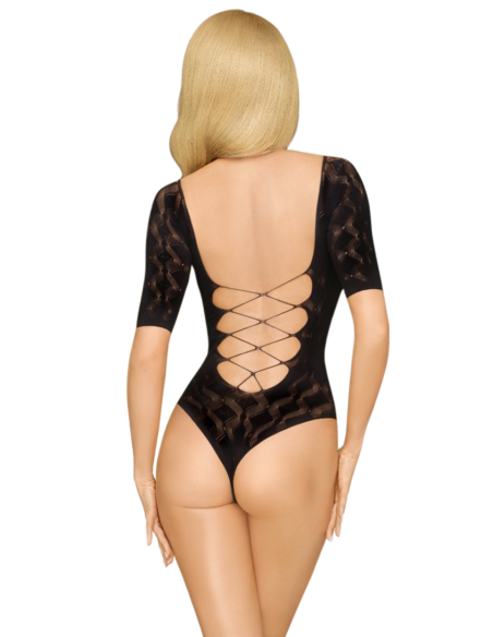 Zwarte bodysuit met driekwart mouwen Salute me - PH0114BLK