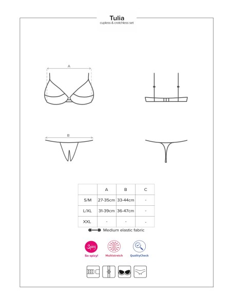 Tulia Ensemble ouvert 2 pcs - Noir et Fuchsia